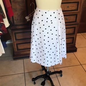 White silk skirt with black polka dots